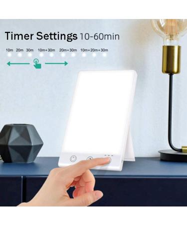 10000 Lux LED Light Therapy Lamp Portable Simulation of Daylight Lamp 2 Light Colours with Cool White Light Warm Light 6 Timer Settings Adjustable Brightness - Buy Online on SooperMarket.com