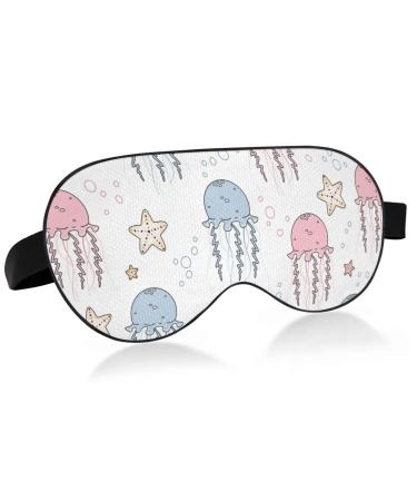 Haskirky Light Blocking Eye Mask Breathable and Adjustable Adult Men and Women Travel on Business Trips Yoga Meditation Light Smooth Comfortable Eye Mask Office Deep Sleep Goodies Jellyfishes Starf