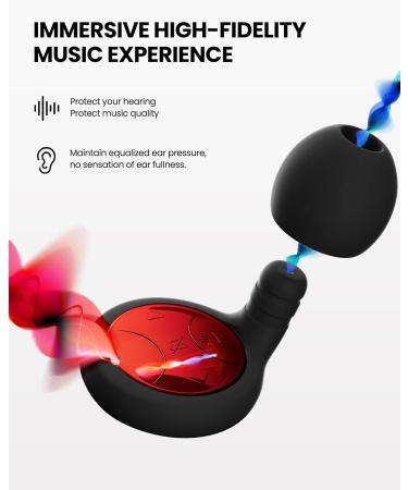 Buy Concert Ear Plugs | 18/33dB High Fidelity Earplugs for Musicians Travel & Entertainment - 6 Pairs with Carry Case (Red - Buy Online on SooperMarket.com