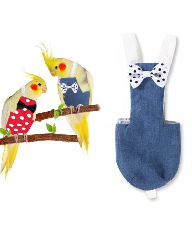 Uifrmely Bird Flight Suit Diaper Harness Liners, Urine Wet Suit Waterproof Inner Layer for Parrots Cockatiel Pet Birds Macaw African Budgies Parakeet Medium Blue Cowboy