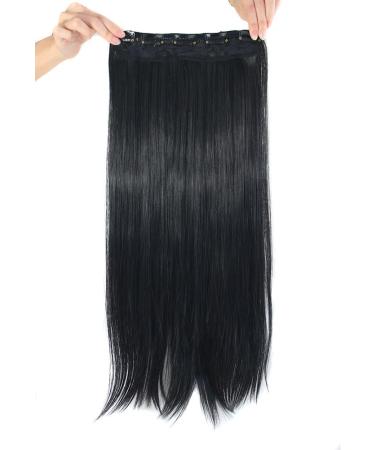 MapofBeauty 23" Long Straight Clip in Hair Extensions Hairpieces (Black) - Buy Online on SooperMarket.com