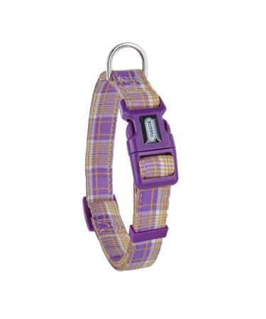 Yudote soft dog collar checkered checkered collars not lovely for small dogs with sensitive skin violet S (1-pack) violet plaid