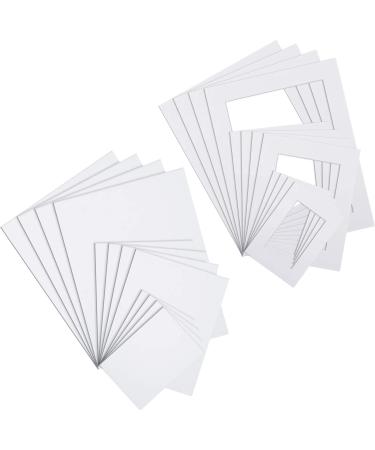 White Picture Mat Kit, Includes Anti Acid Pre Cut Display Photo Frame Mat and Core Bevel Cutting Mat Board for Photo Picture Artwork (12 Sets, 5 x 7, 8 x 10, 11 x 14 Inch) 12 5 x 7, 8 x 10, 11 x 14 Inch