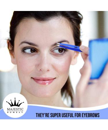 Majestic Bombay Slant Tweezers | Precision Surgical Tweezers for Ingrown Hair & Splinter Removal | Ideal for Facial & Eyebrow Grooming | Best Tweezers for Chin Hair & Plucking - Women & Men - Buy Online on SooperMarket.com