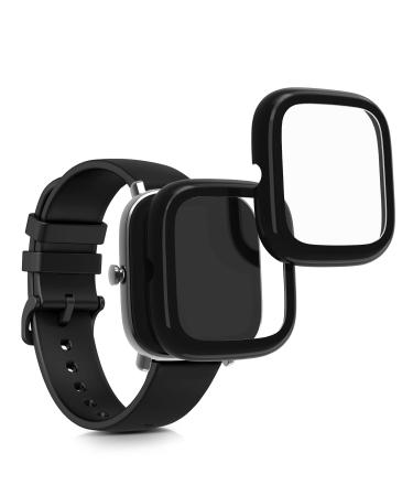 kwmobile Cover Comaptible with Huami Amazfit GTS 2 Mini (Set of 2) -Tempered Glass with Plastic Frame - Black/Black black / black