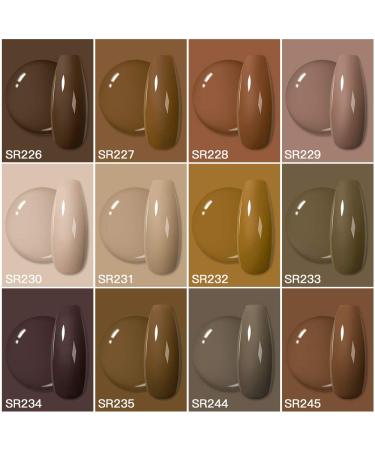 Nude Brown Fall Winter Gel Nail Polish Set - 12 Colors | Soak Off UV/LED Gel Kit for Salon-Quality Manicures | Perfect Gifts for Women - 8ml-0.28FL.OZ - Buy Online on SooperMarket.com