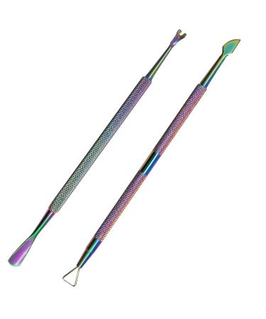 Cuticle Pusher Nail Polish Remover tool Stainless Steel Manicure Tool Set Gel Nail Polish Peeler Scraper Nail Care Stick Pedicure Kit for Fingernail and Toenail RONAVO Color Gradient