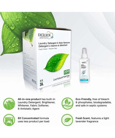 Excelsior Laundry Detergent with Stain Remover - Eco-Friendly & Biodegradable 3L - Fresh Scent for All Washers - Buy Online on SooperMarket.com