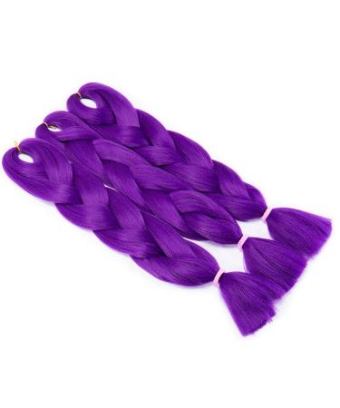 Tess Braids Extensions 60cm - 3 Pack Jumbo Kanecalon Hair Braids for Box Braids - 100g Purple Kunsthaar Extensions - Buy Online on SooperMarket.com