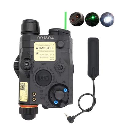 LThyzszb UHP Airsoft PEQ 15 Box Visable Green Laser Sight & IR Laser & LED Flashlight with Strobe 300 Lumens for Rifle Airsoft AEG 20mm Picatinny Rail Mount, Black/Tan