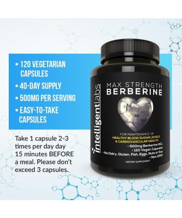 Intelligent Labs Berberine Supplement HCL Plus Max Potency 450 MG Per Capsule - 120 Capsules - Buy Online on SooperMarket.com