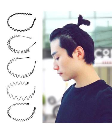 5-Piece Wave Style Metal Hair Bands for Men & Women - Flexible Slipproof Black Headbands - Buy Online on SooperMarket.com