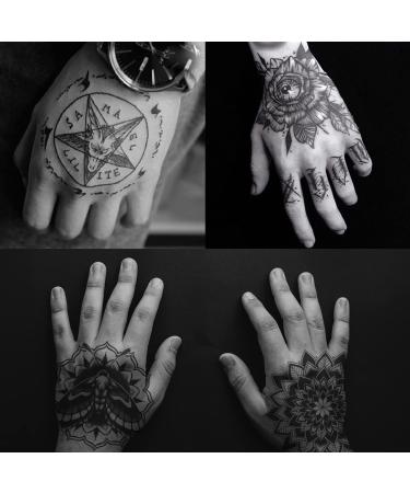 Oottati 9 Sheets Waterproof Temporary Tattoo Stickers - Halloween Black Women Moth Flower Pentagram Skull Design - Buy Online on SooperMarket.com