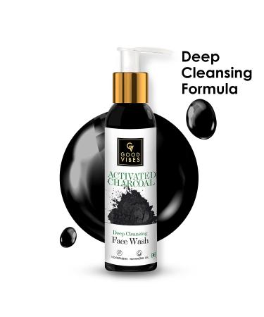 Good Vibes Activated Charcoal Deep Cleansing Face Wash | Acne & Oil Control Cleanser for All Skin Types | Paraben & Mineral Oil Free | 200 ml - Buy Online on SooperMarket.com