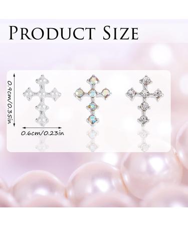 30Pcs Silver Pearl Cross Nail Charms - Antique Style Rhinestones for Women's DIY Nail Art - Buy Online on SooperMarket.com