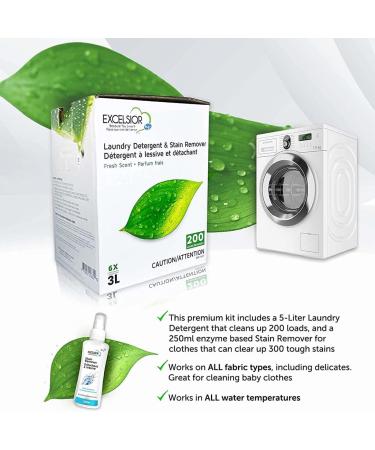 Excelsior Laundry Detergent with Stain Remover - Eco-Friendly & Biodegradable 3L - Fresh Scent for All Washers - Buy Online on SooperMarket.com