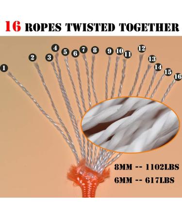 Magnet Fishing Rope with Hooks | Orange Nylon High Strength Cord | 65 Ft, 6mm Diameter - Buy Online on SooperMarket.com
