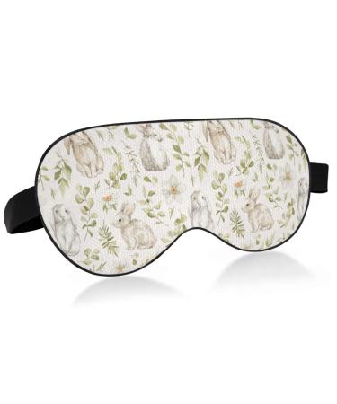 Haskirky Light Blocking Eye Mask Breathable and Adjustable Adult Men and Women Travel on Business Trips Yoga Meditation Light Smooth Comfortable Eye Mask Office Deep Sleep Goodies Rabbits Leaves