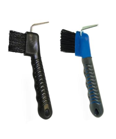 AOVNA 2Pcs Horse Hoof Pick Brush with Non-Slip Handle Horseshoe Hook Brush Horse Grooming Tools for Horse Sheep (Random Colour)