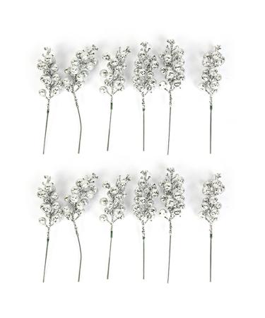 MUMUVE Artificial picks Christmas branches for spring festival New Year vacation home decoration craft wire Christmas 12 pieces silver