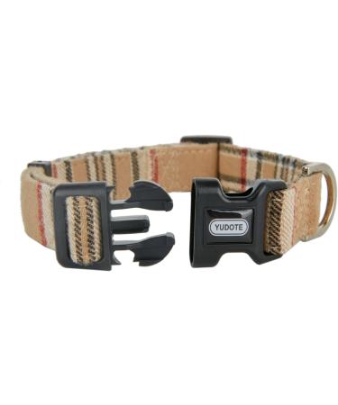Yudote Soft Dog Collar for Small Dogs | Checkered Fabric Sensitive Skin Friendly Beige 1-Pack - Buy Online on SooperMarket.com