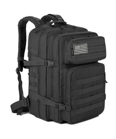 QT&QY 45L Military Tactical Backpacks Molle Army Assault Pack 3 Day Bug Out Bag Hiking Treeking Rucksack 1.1 Black
