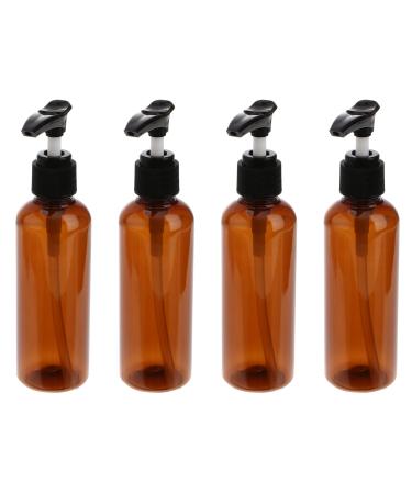 100ml Mini Lotion Storage Bottles Set of 4 Cosmetics Perfume Dispensers Portable Shampoo Holders Containers for Travel Trip Outdoor (Black Press Pump Brown Bottle)