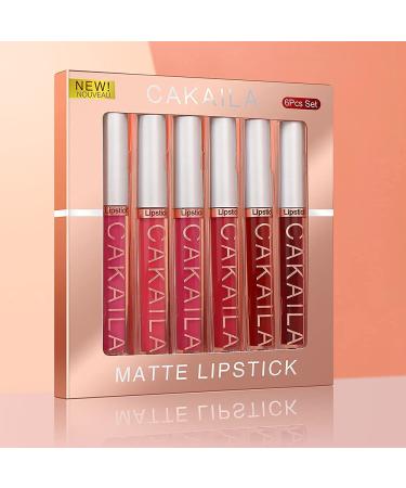6Pcs Dark Red Matte Liquid Lipstick Set | 24-Hour Long-Lasting Waterproof Lip Stain Makeup | Velvety High Pigmented Nude Lip Gloss Kit for Women - Buy Online on SooperMarket.com
