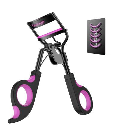 Kaasage Eyelash Curler with Pads - Lash Curler with 5 Extra Silicone Replacement Pads, Get Perfect Curl in 5 Seconds Black