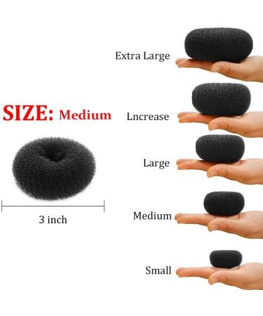 WACURRENTHYD Hair Donut Bun Maker 2PCS - Medium 3 Inch Black Chignon Doughnut Shaper for Short & Thin Hair - Buy Online on SooperMarket.com