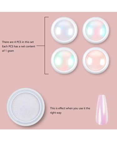 Artdone Chrome Nail Powder Kit - Metallic Mirror Effect Pigment for Gel Polish Nail Art - 4pcs White Chrome Powder Set - Buy Online on SooperMarket.com