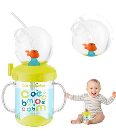 Baby Drinking Cup with Straw Cute Whale Squirt Water Cup 220ML Portable Diving Water Cup Creative Colorful Toddler Cups Baby Drinking Cup for Kids Boys Girls.(light green)