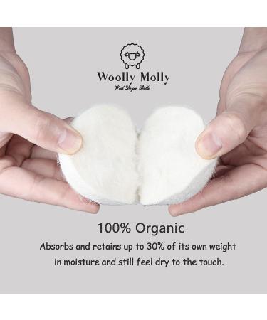 Woolly Molly XL 6-Pack Organic Wool Dryer Balls New Zealand Wool, 1200 Loads, Energy & Time Saver, Fabric Softener, Anti-Static, Lint Free - Buy Online on SooperMarket.com