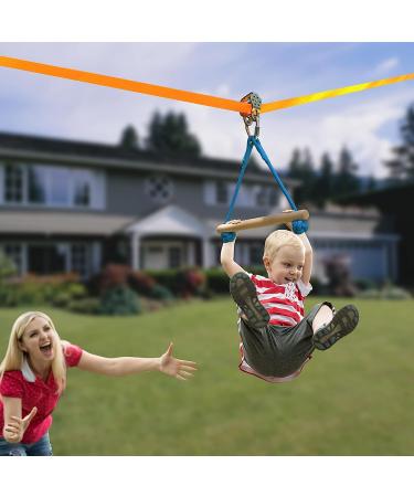 Hooroor Slackline Pulley with 52FT Zipline & Monkey Bar - Ninja Warrior Obstacle Course for Kids & Adults - Outdoor Toys Playset for Backyard Jungle Gym - Buy Online on SooperMarket.com