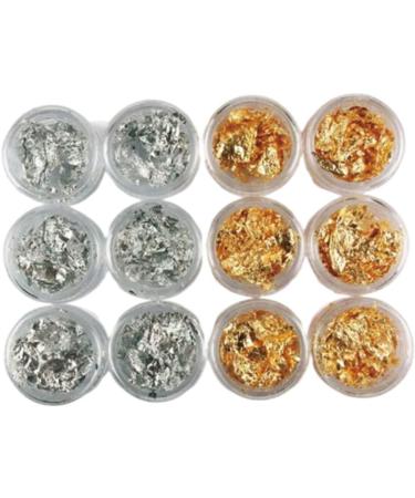 12 Pot/Set Gel Nail Polish Set Nail Art Accessories Gold Silver Paillette Foil Chip Sparkling Flake DIY Glitter Decal Acrylic UV Gel Decoration - Buy Online on SooperMarket.com