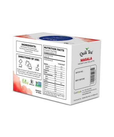 QuikTea Masala Chai Tea Latte - 10 Count - Authentic All Natural Blend - Buy Online on SooperMarket.com