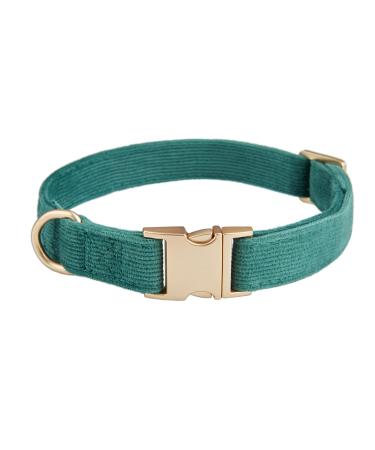 YUDOTE Ultra-soft dog collar natural cotton cord for medium dogs with sensitive skin green M (1 pack) green