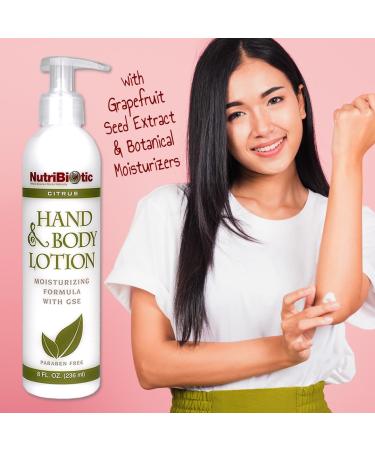 NutriBiotic Hand & Body Lotion - Citrus 8 Fl Oz | Biodegradable Vegan pH Balanced No Dyes Parabens | Gentle Moisturizing with Grapefruit Seed Extract - Buy Online on SooperMarket.com