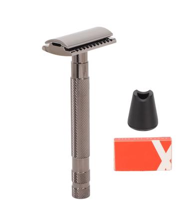 Double Edge Safety Razor Shaving Manual Razor with 10 Blades Bart Trimmer Set Safety Reusable Alloy Gooming Bartschneidem Sort with stand