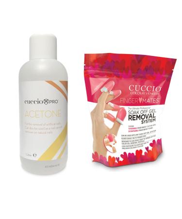 Cuccio 500ml Acetone and 20 Finger Mates Gel Removal Kit White