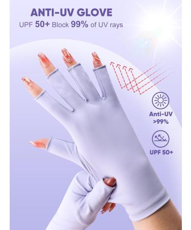 Premium UV Protection Gel Manicure Gloves - Fingerless Anti UV Gloves for Nail Lamp & Skin Care - Light Purple - Buy Online on SooperMarket.com