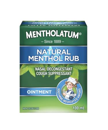 Mentholatum Natural Menthol Rub Ointment Vapourizing Rub Cough Suppressant & Nasal Decongestant 100ml