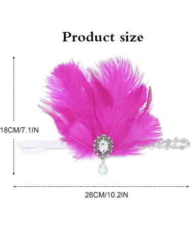 GENBREE 1920s Flapper Headpiece - Rose Red Feather Rhinestone Gatsby Headband for Women - Buy Online on SooperMarket.com