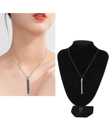 Breathing Necklace Anxiety Relief Necklace Unisex Fashionable Stainless Steel Stress Relief Necklace for Anxiety Relaxation Meditation Calming Down Panic Attack Relief (Black) - Buy Online on SooperMarket.com
