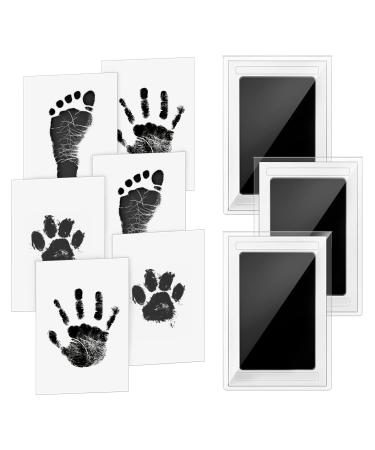 3 PCs baby impression set baby handprint and footprint Clean touch stamp cushion baby hand print baby skin does not come into contact with color for baby shower family gift - norjews