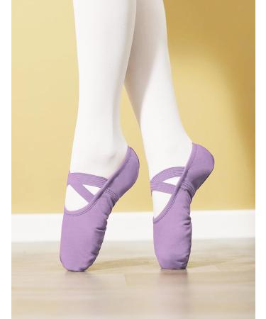 Seaur Girls' Glitter Sequin Satin Ballet Shoes - Leather Sole Dance Shoes for Kids 23-35 EU - Purple D02 Canvas - Buy Online on SooperMarket.com