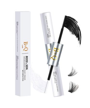 Lash Bond and Seal 10ML B&Q Eyelash Bond and Seal for Lash Clusters Long Lasting Bond and Seal Lash Glue Hold 48-72 Hours Waterproof Cluster Lash Glue Mascara Wand Bond and Seal (Black 10ML) Black Bond and Seal 10.00 ml (Pack of 1)