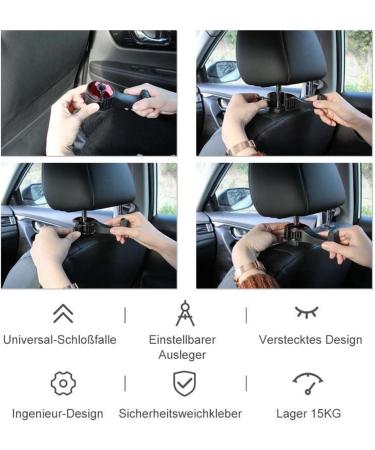 Keeplus 2-in-1 Car Headrest Hook & Phone Holder - Silver | Portable Organizer for Car Seats & Clothes - Buy Online on SooperMarket.com