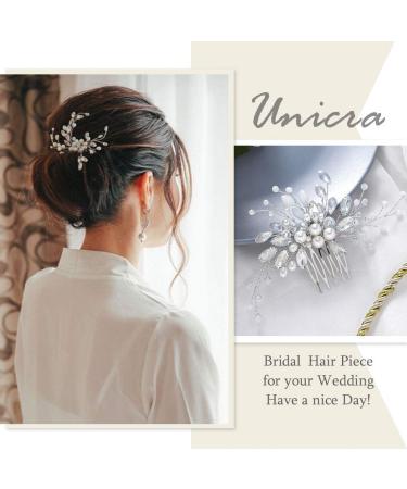 Unicra Bridal Wedding Hair Comb - Silver Crystal & Pearl Hair Accessories for Women & Girls - Buy Online on SooperMarket.com