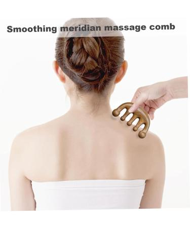 Scalp Massage Tool - Natural Lymphatic Drainage | 2PC Round Tooth Sandalwood Multi-Functional Handheld Head Skin Massager - Buy Online on SooperMarket.com